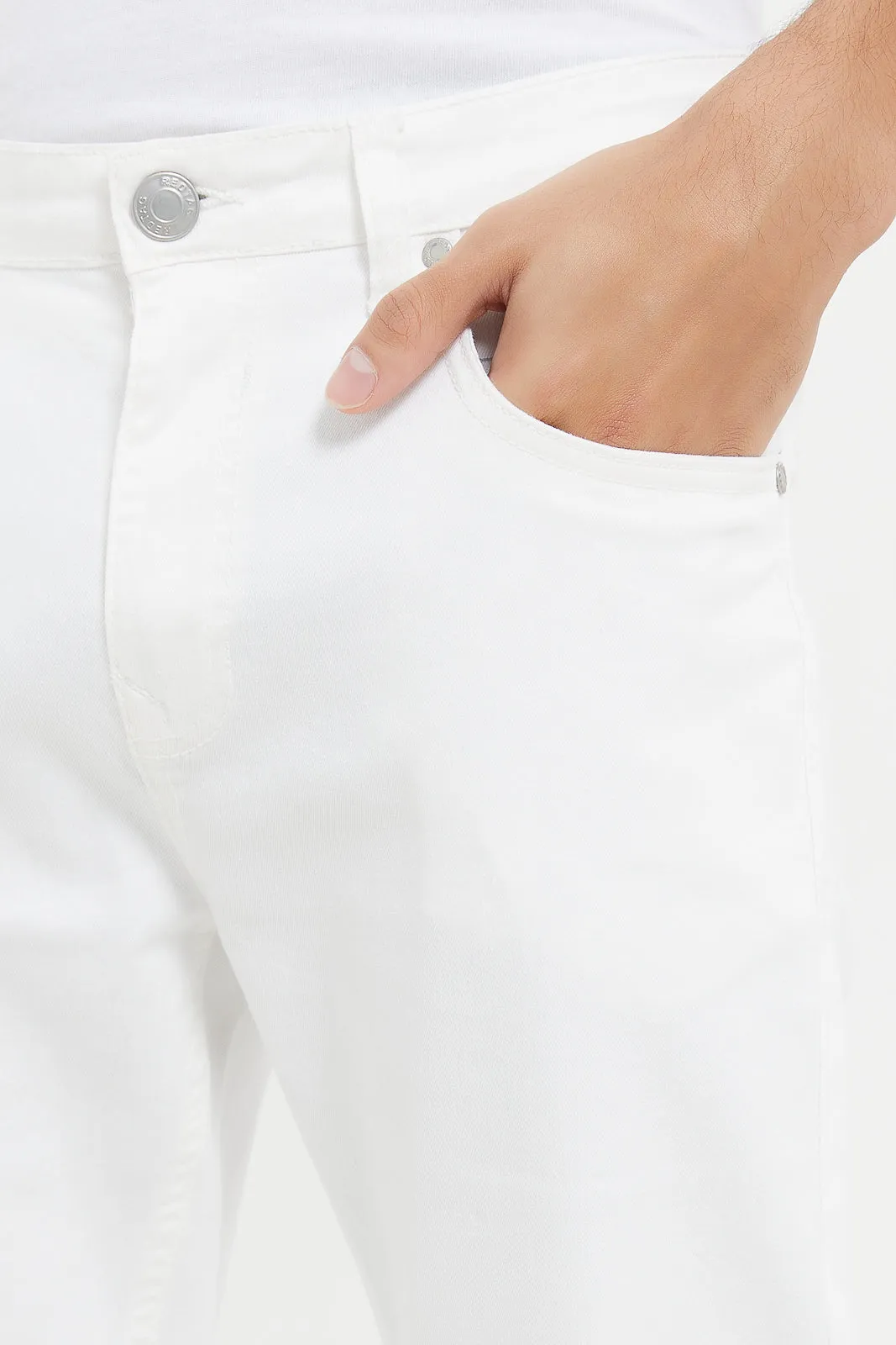 Men White 5 Pocket Skinny Trouser