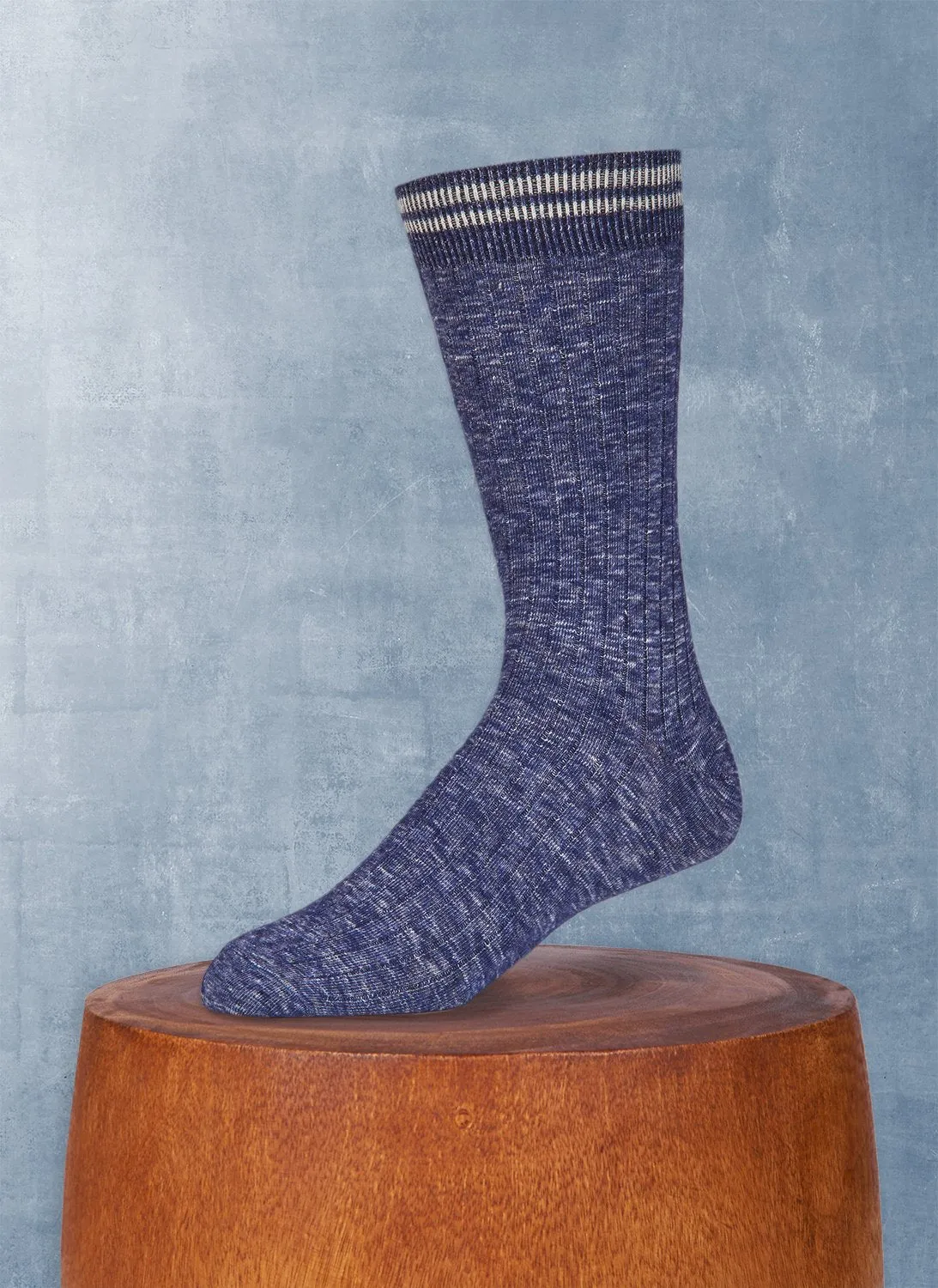 Mélange Retro Cuff Sock in Deep Denim