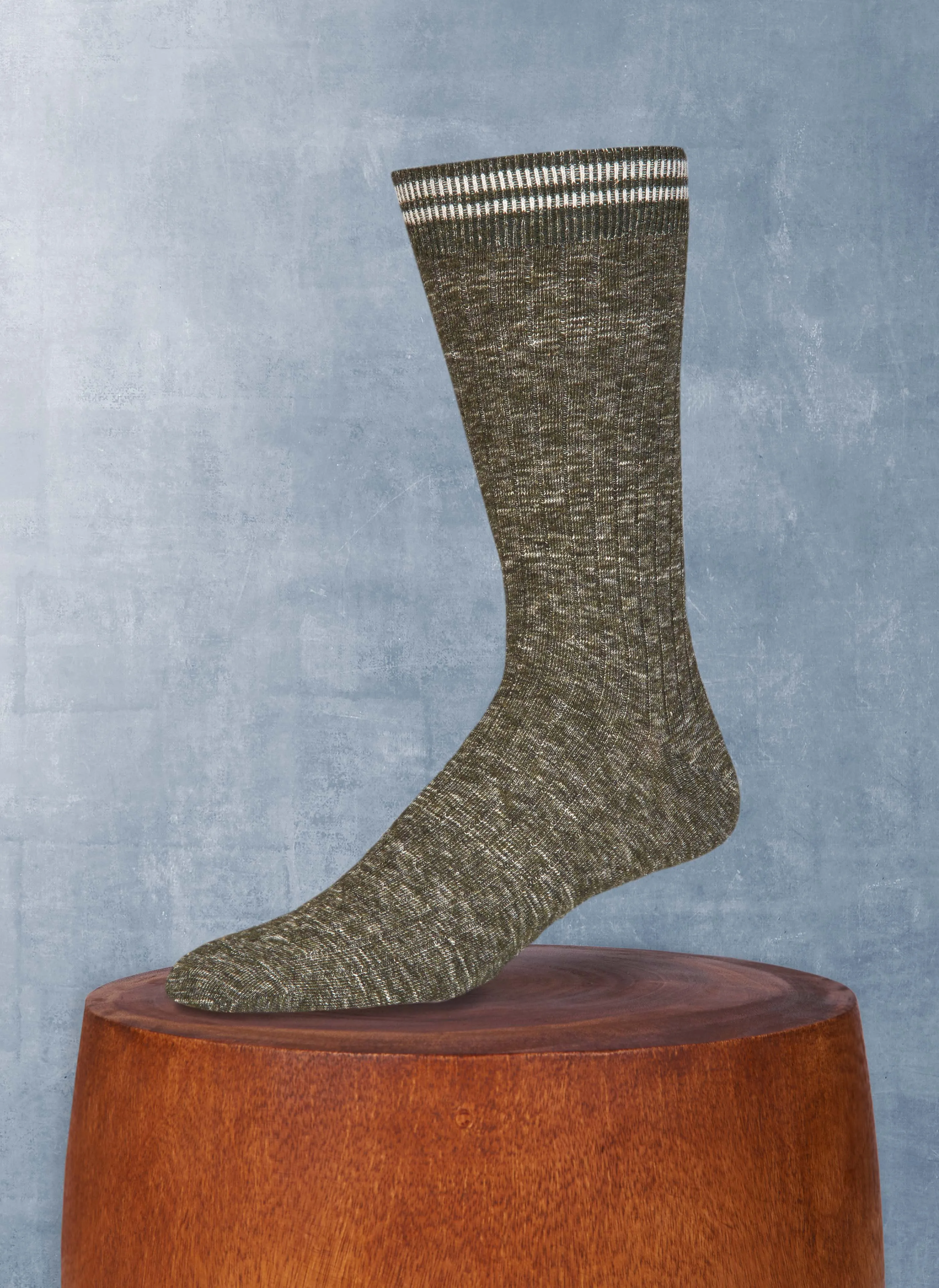 Mélange Retro Cuff Sock in Olive