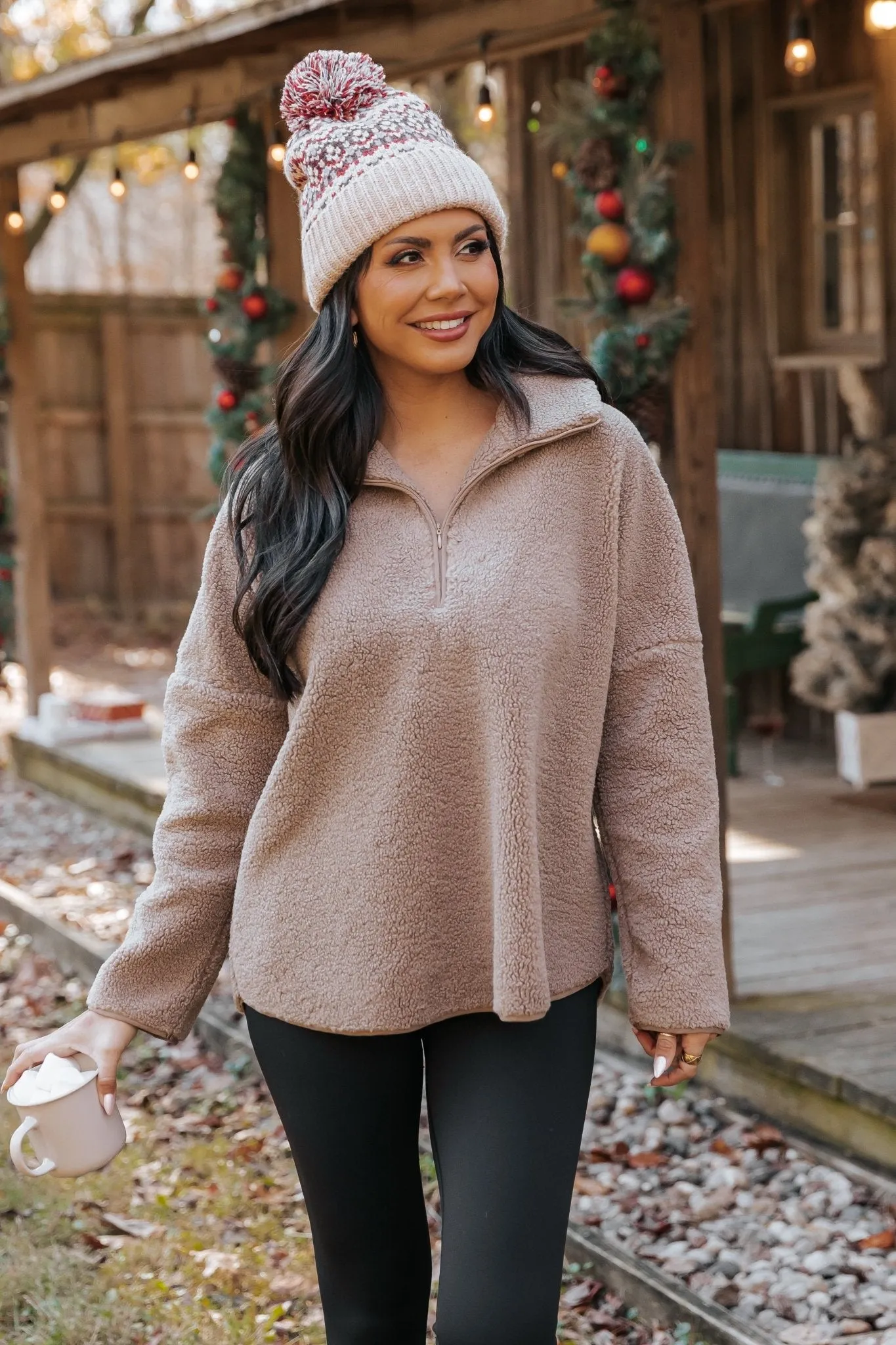 Mocha Sherpa Zip Up Jacket