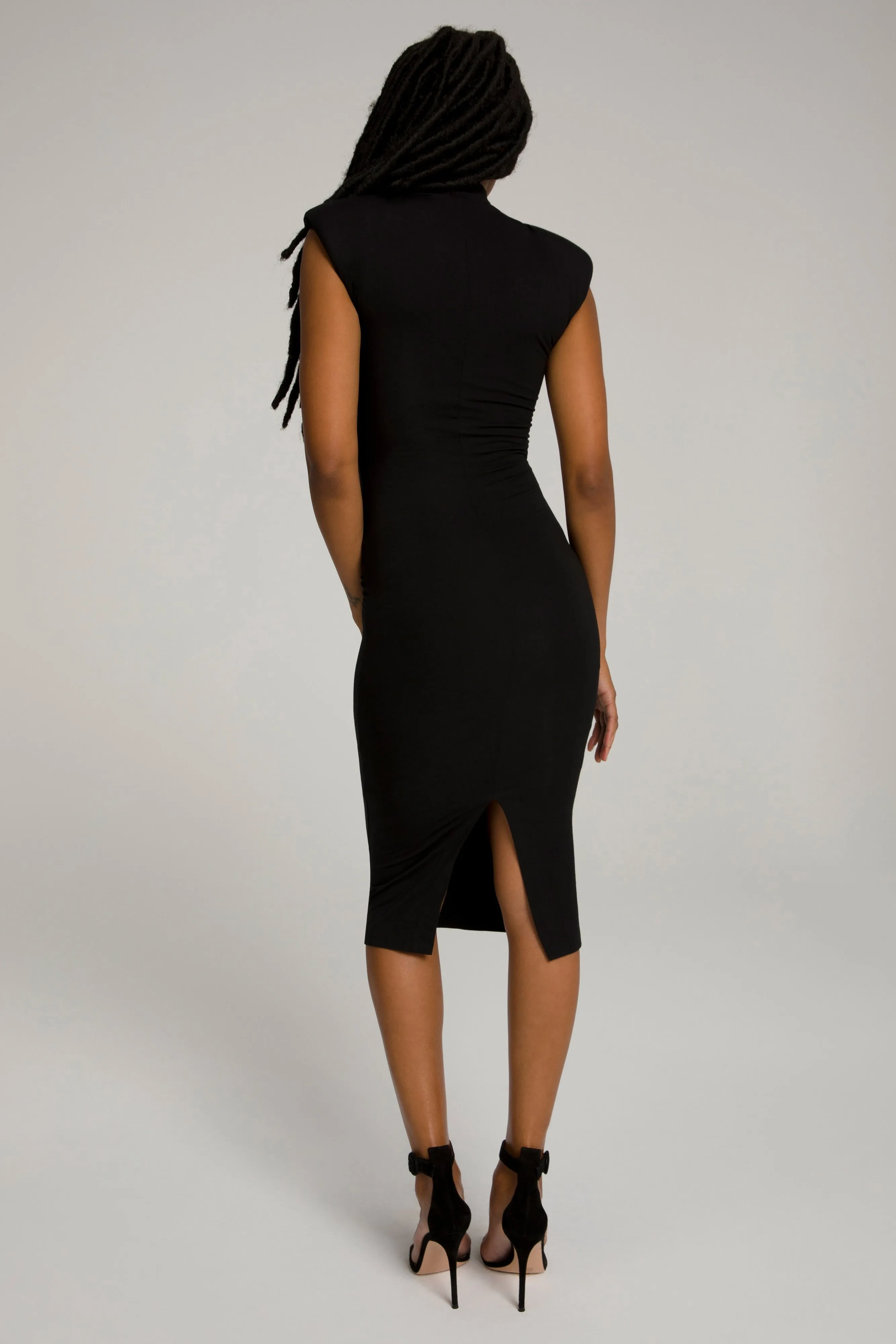 MOCK NECK POWER DRESS | BLACK001