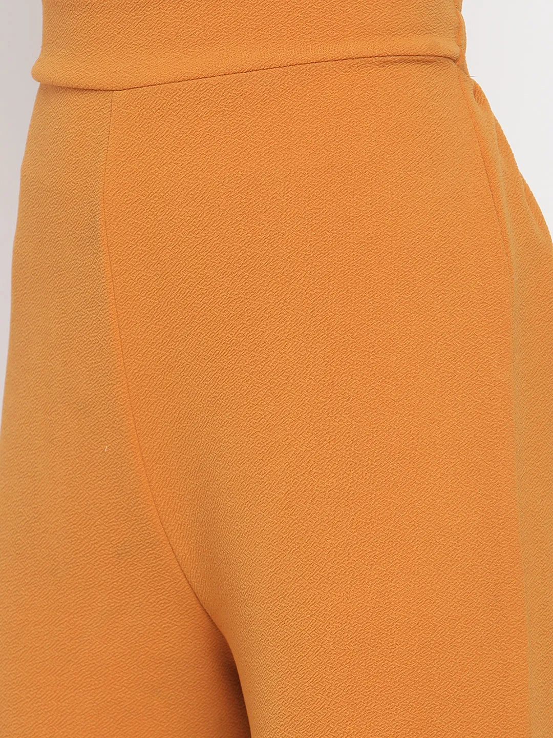 Mustard Solid Tonal Top And Pant Set