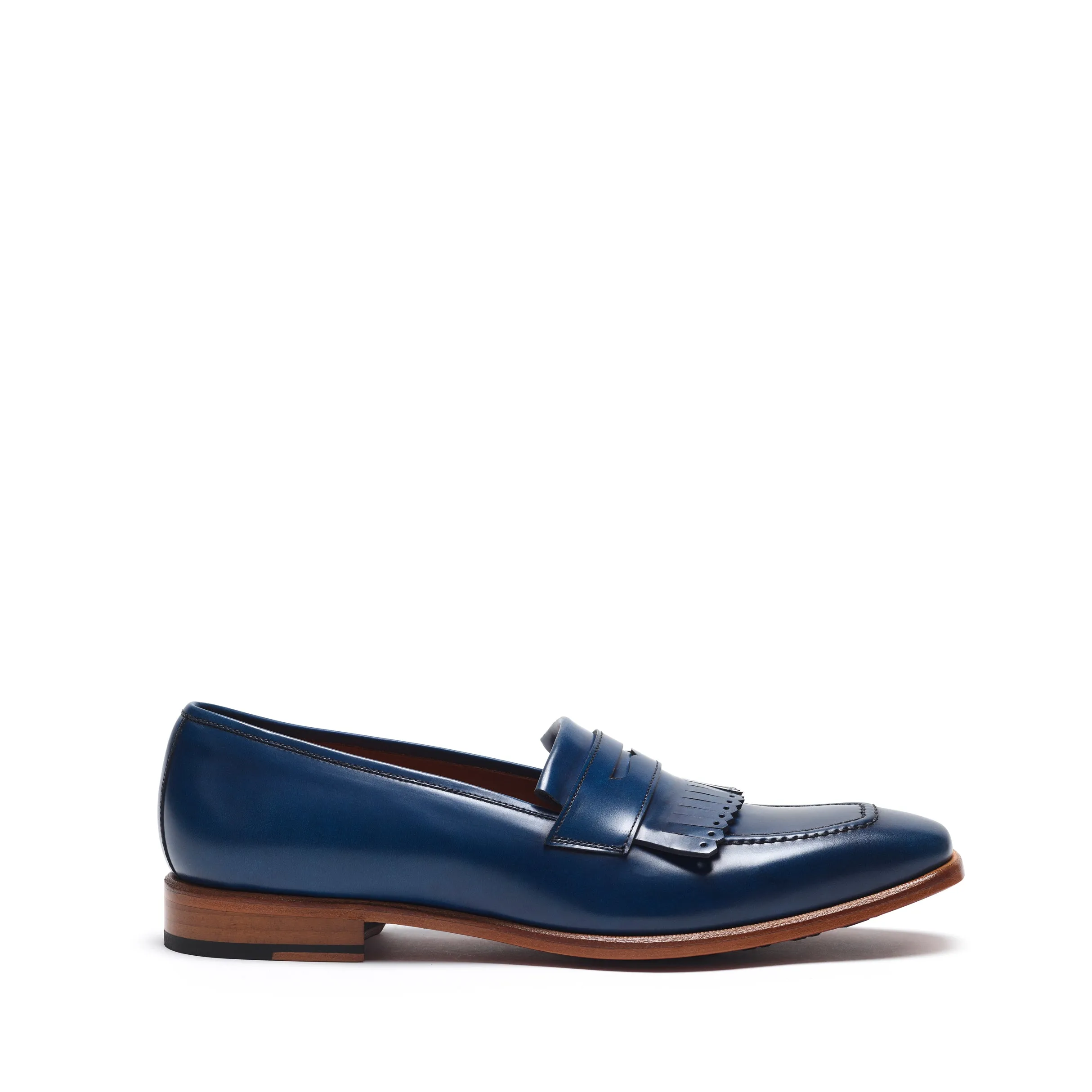 Navy Calf Fringe Penny Loafer