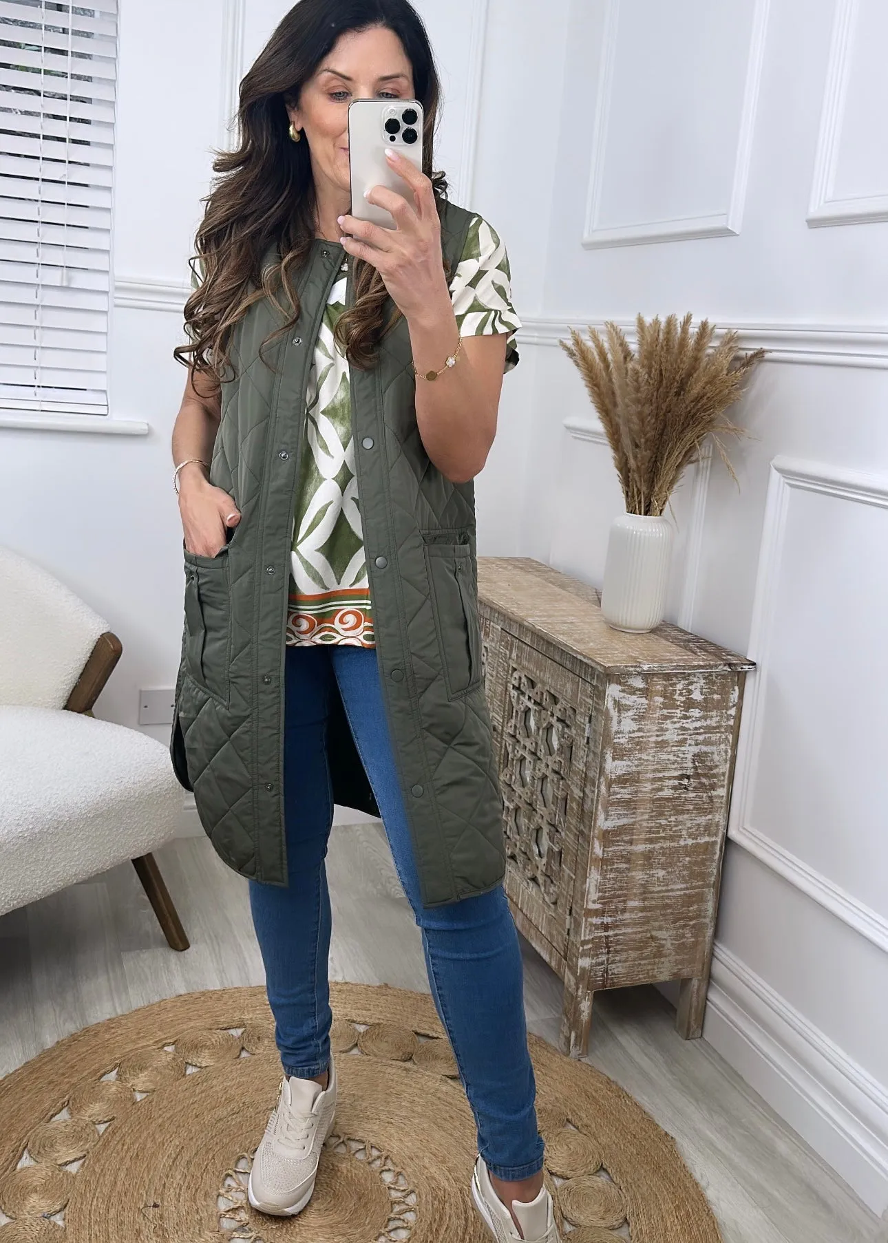 Nola Khaki Quilted Gilet