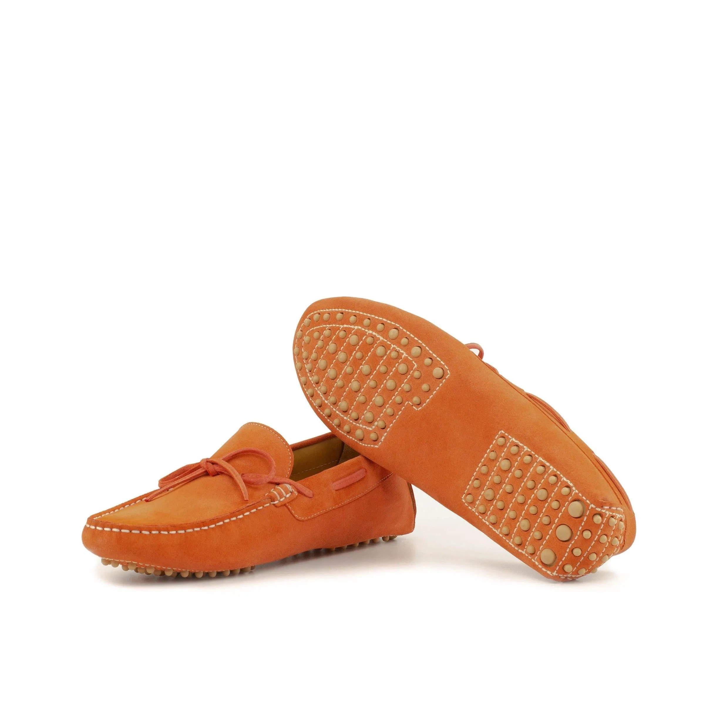 Orange Suede Driver Loafers