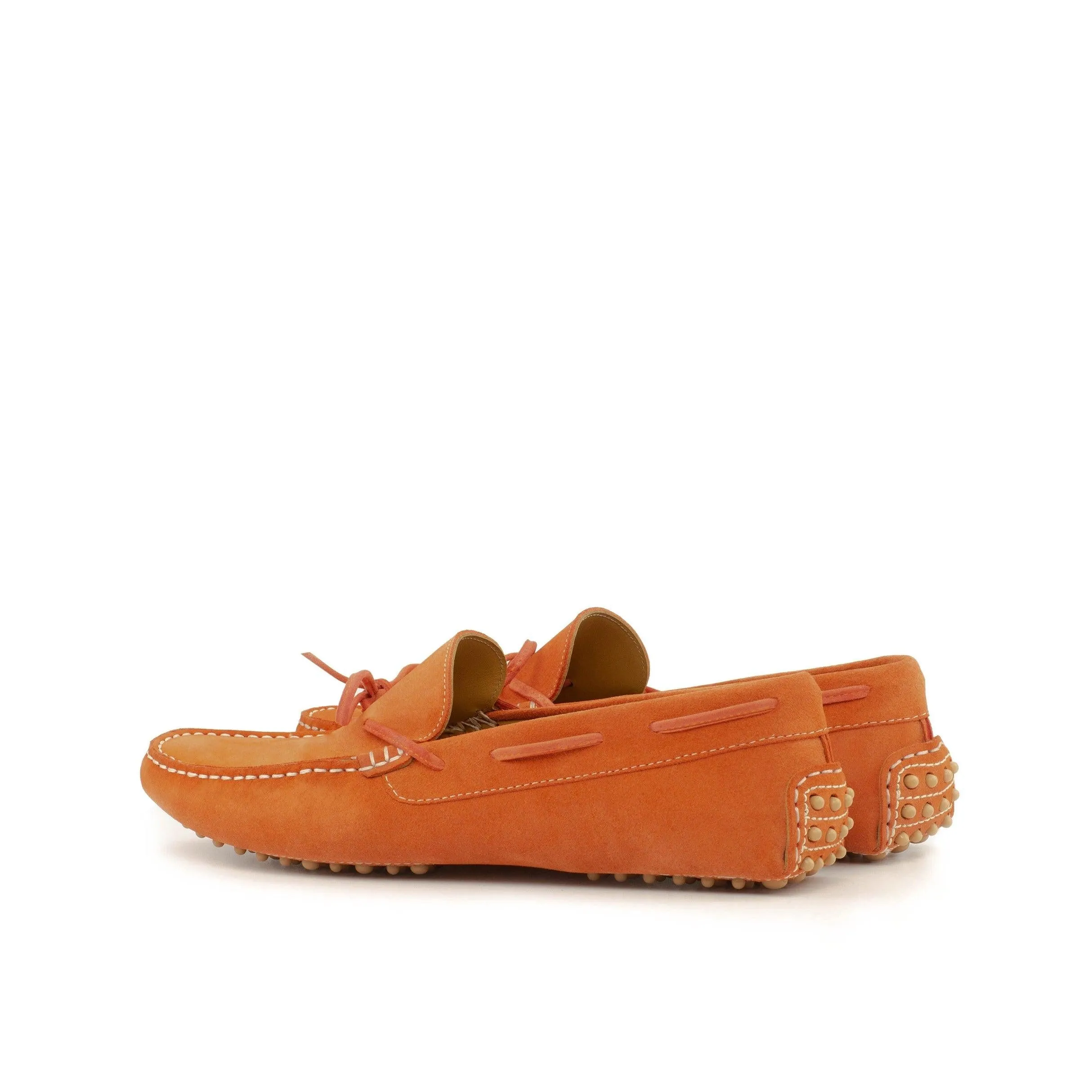 Orange Suede Driver Loafers