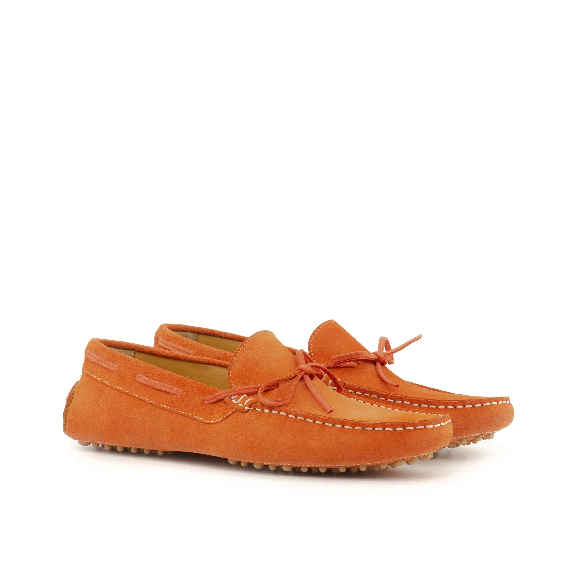 Orange Suede Driver Loafers