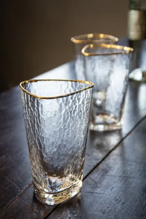 Organic Highball Glass With Gold Rim