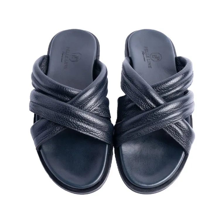 Pelle "Balaer" Slip-On Calfskin Sandal Navy