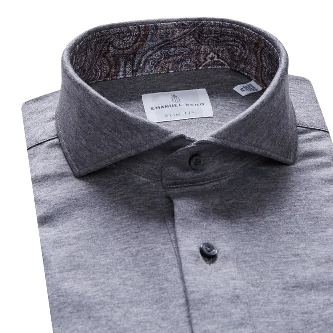 Premium Quality Jersey Knit Long Sleeve Polo SF18069 Med Grey