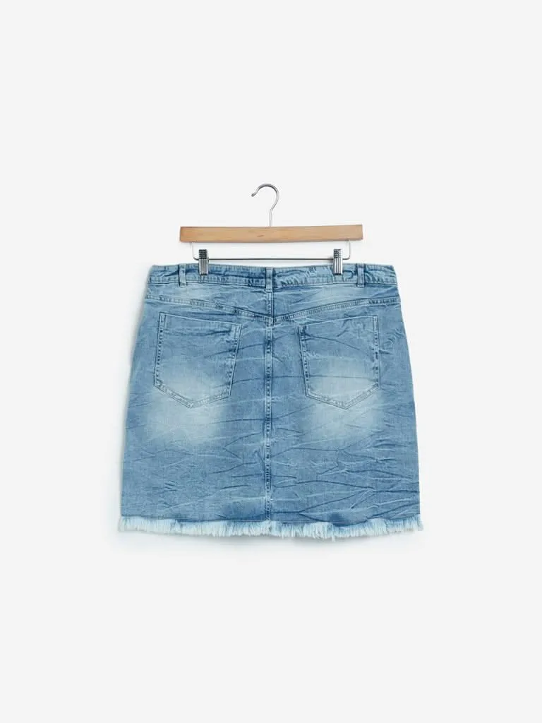 Sassy Soda Curves Light Blue Denim Carter Skirt