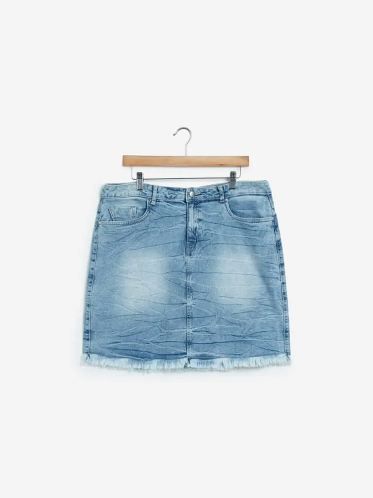 Sassy Soda Curves Light Blue Denim Carter Skirt