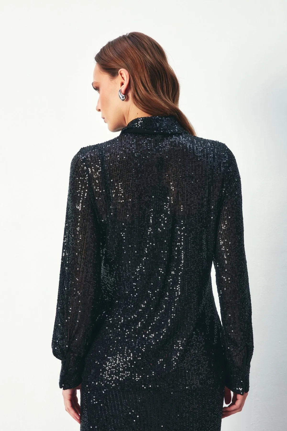 Sequined Casual Shirt - BLACK