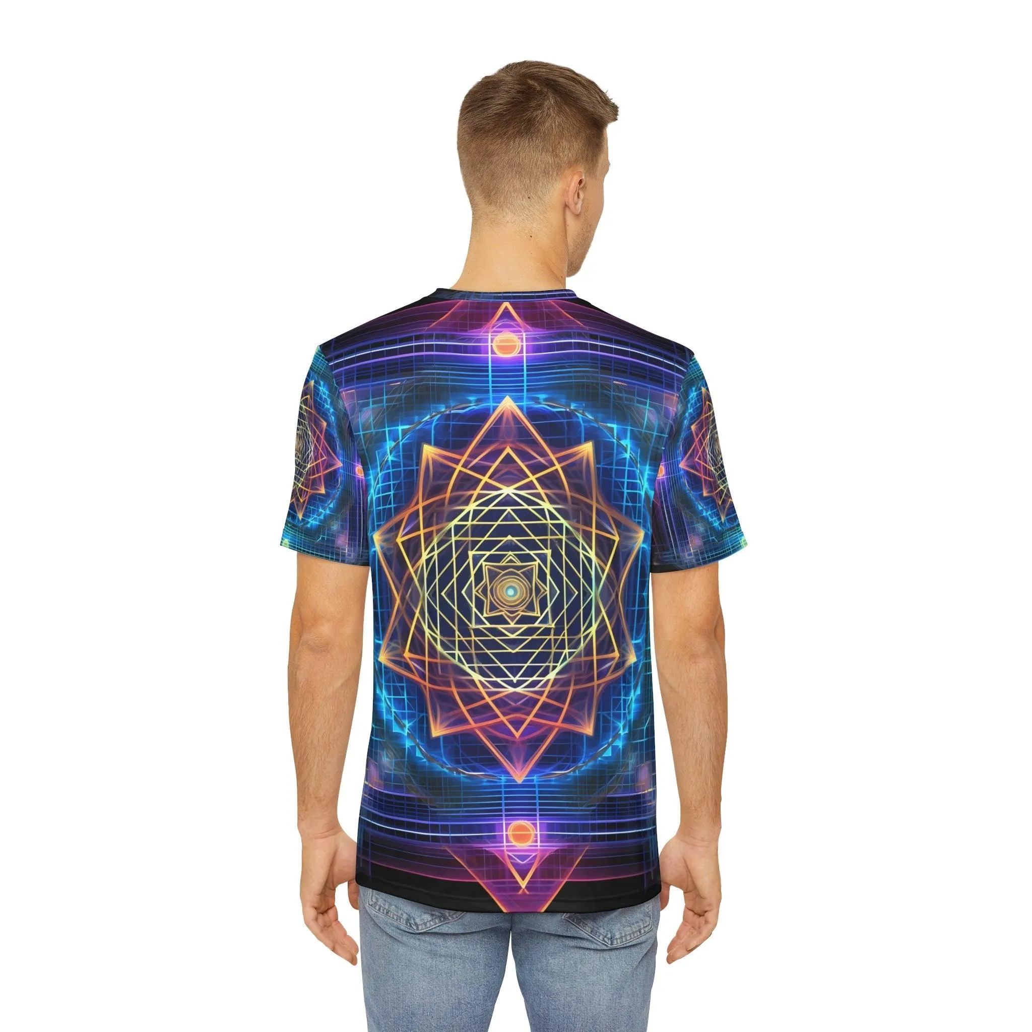 Sri Yantra 3D Sacred Geometry Octane Colorful Symmetrical Sublimation-Digital AI Art T-Shirt for Street or Festival Wear