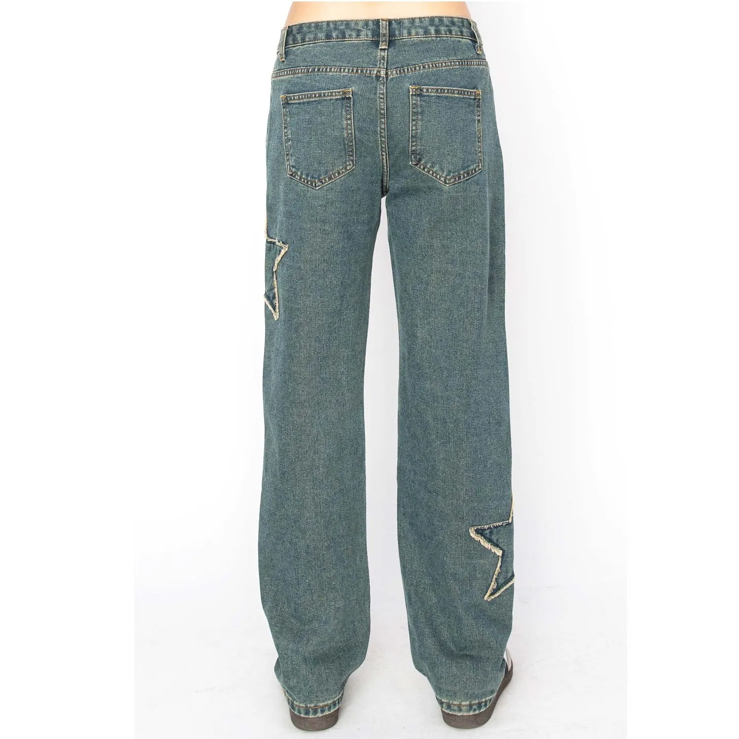 Star Patch Low Rise Baggy Jeans - TINT