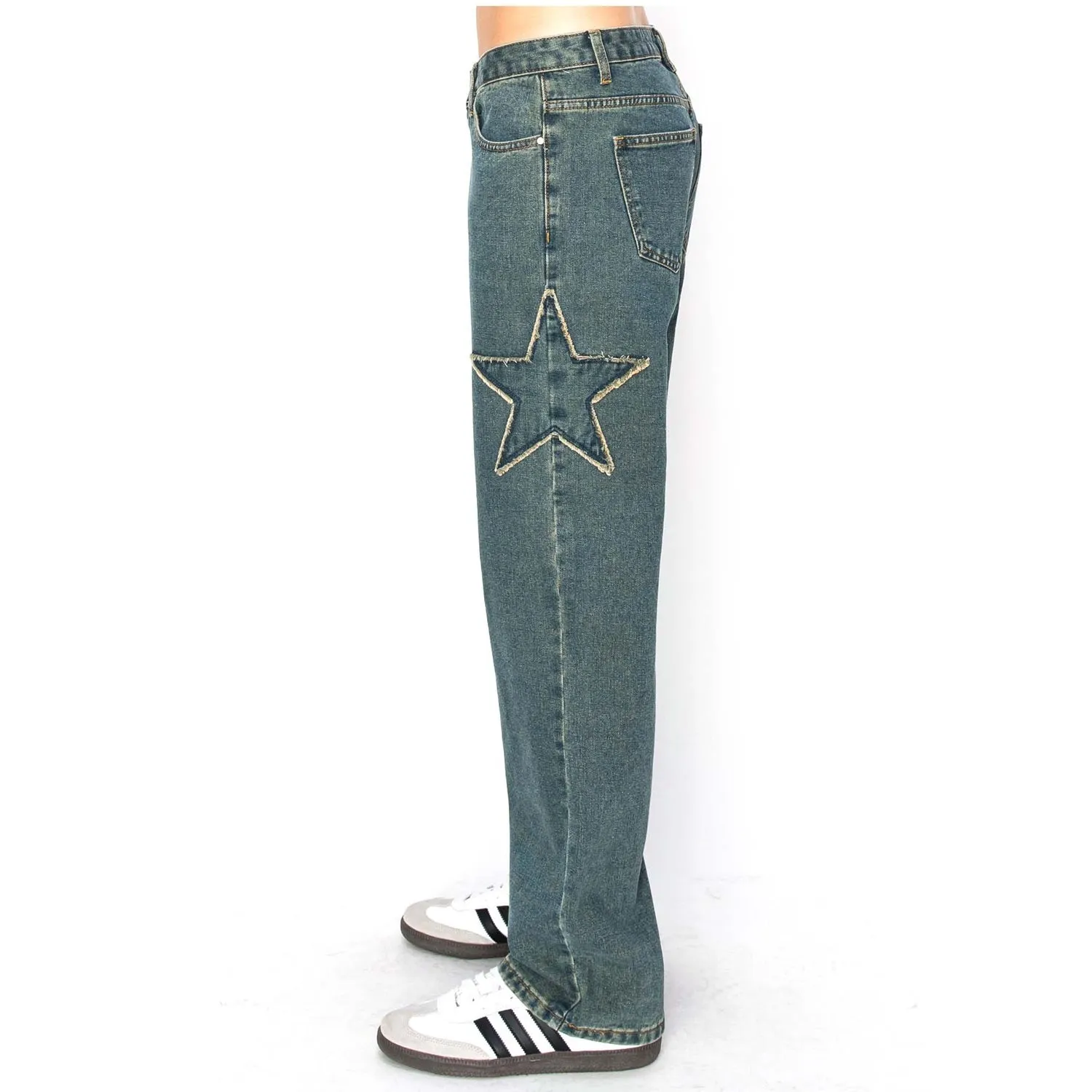 Star Patch Low Rise Baggy Jeans - TINT