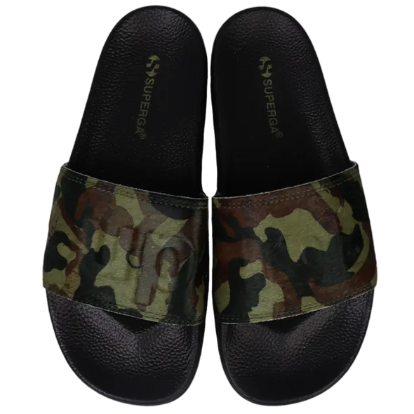 Superga Slides Black Olive Camo