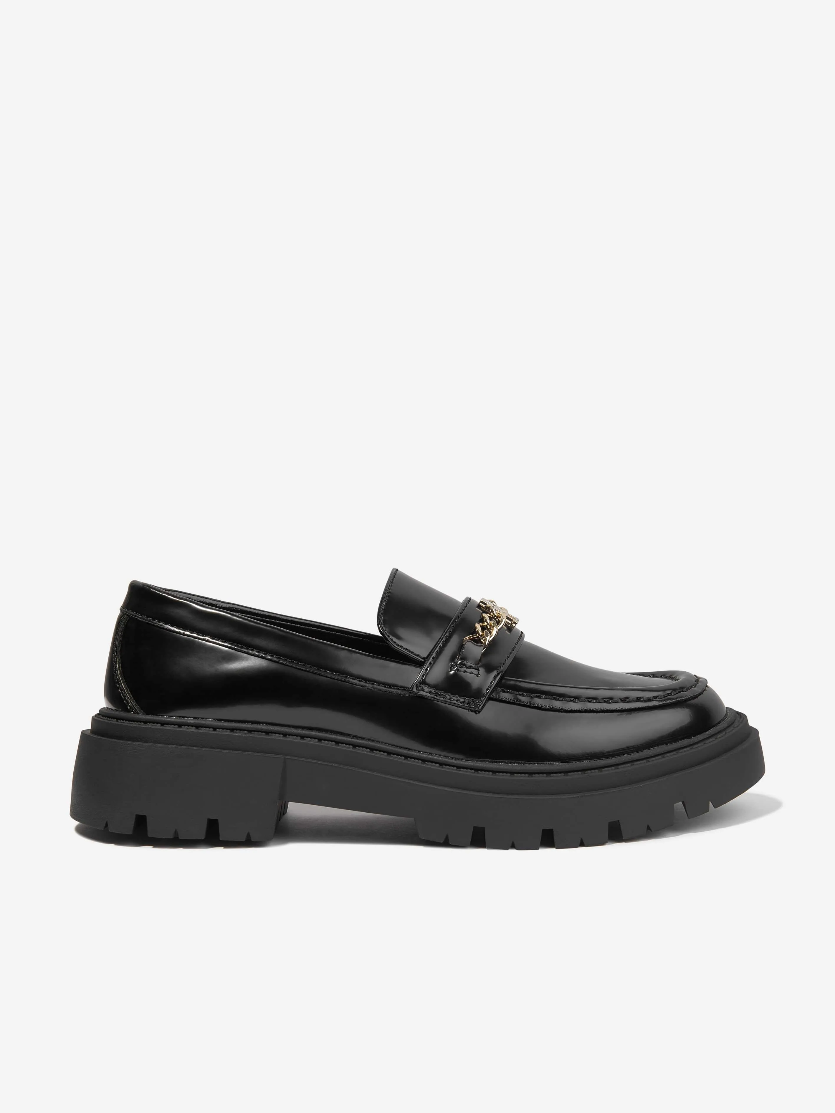 Tommy Hilfiger Girls Patent Leather Loafers in Black