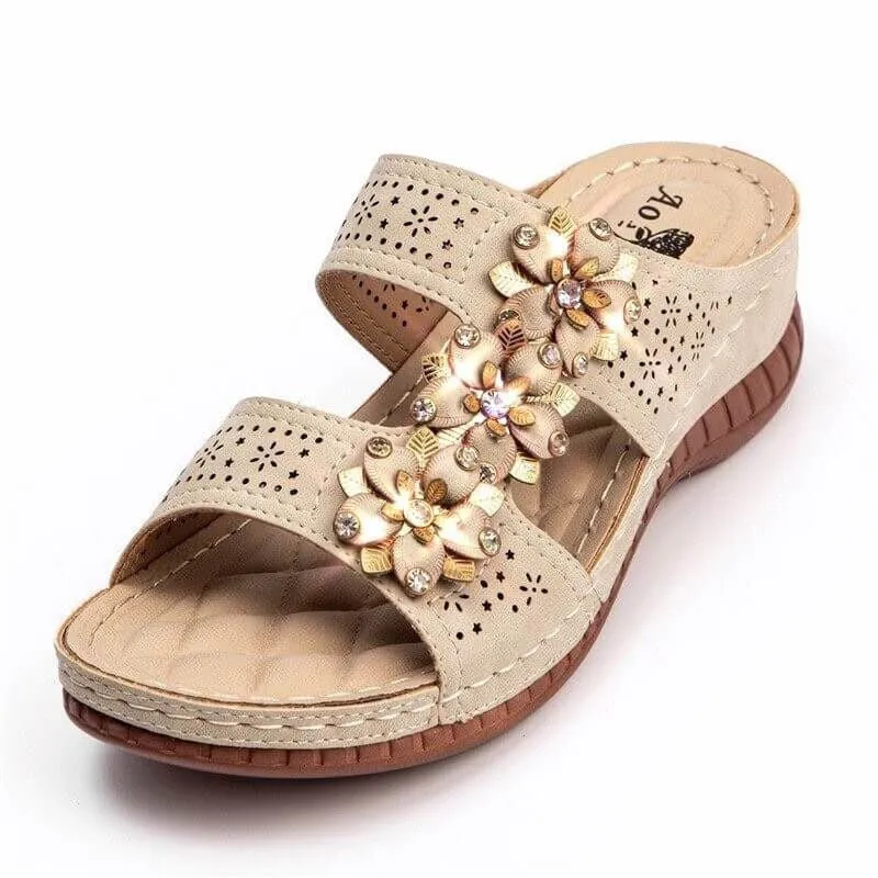 [TOP 1 TRENDING] Flower Blossom Hollow Carved Wedges Sandals