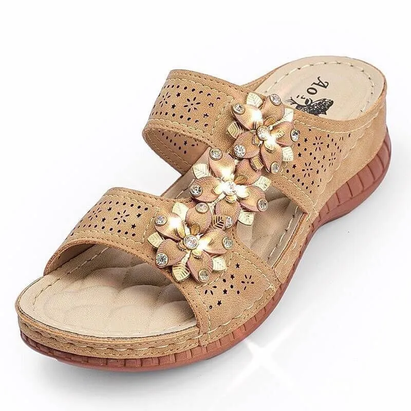 [TOP 1 TRENDING] Flower Blossom Hollow Carved Wedges Sandals