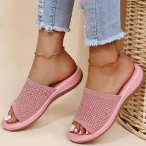 Women Elastic Force Summer Flat Sandals Casual Indoor Outdoor Slipper